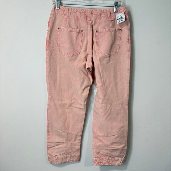 Free People We the Free Supersonic High Waist Slim Crop Barrel Jeans Pink 4 NEW - Picture 3 of 10